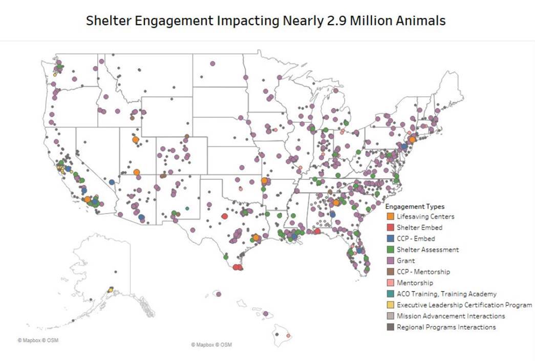 Shelter engagement impact map of United States revised