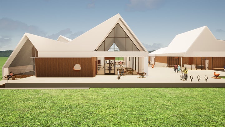 Rendering of the front of the Best Friends Pet Resource Center in Northwest Arkansas