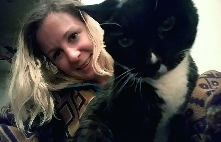 A selfie taken of Laurel and Nella the cat