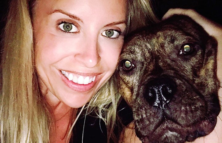 Angel the dog has been in Melanie's home since the surgery to help her spinal issues