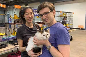 Neopawlitan the cat is adopted at the Houston Super Adoption