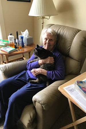Jan’s face lit up the moment she first held Daisy the senior tabby cat