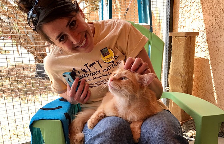 Catherine Welch volunteering at Cat World