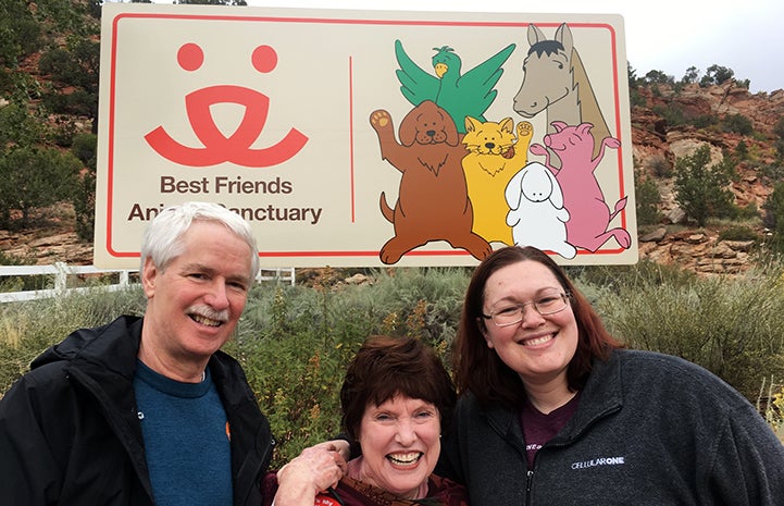 Dianne, Lisa and Michael volunteering at Best Friends Animal Sanctuary