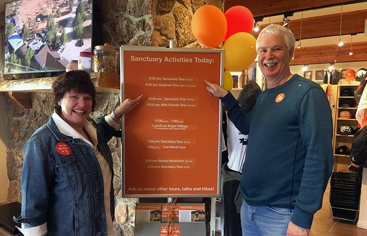 Dianne and Michael at the Welcome Center for a Sanctuary tour before volunteering