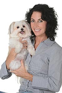 Michele Lazarow with Honey the dog