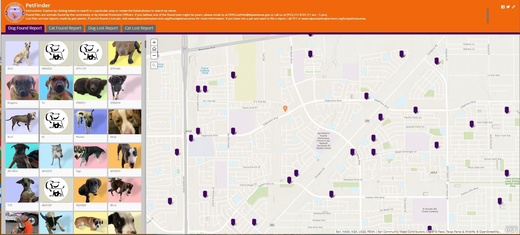 City of El Paso Lost and Found Map