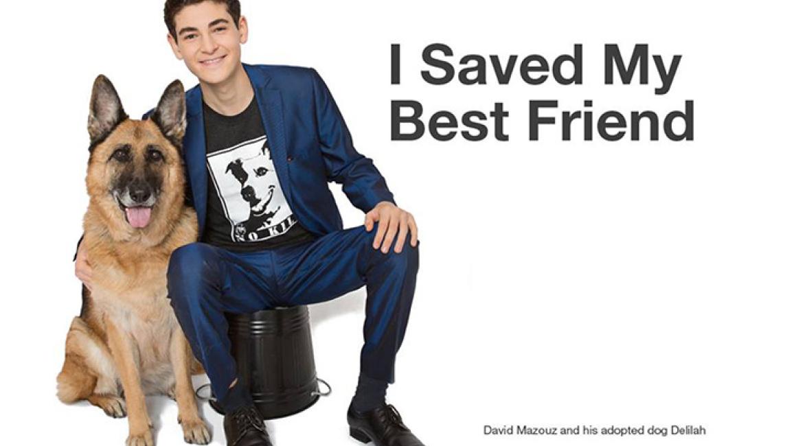 David Mazouz with his adopted dog Delilah