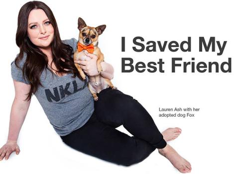 Lauren Ash with her adopted dog Fox